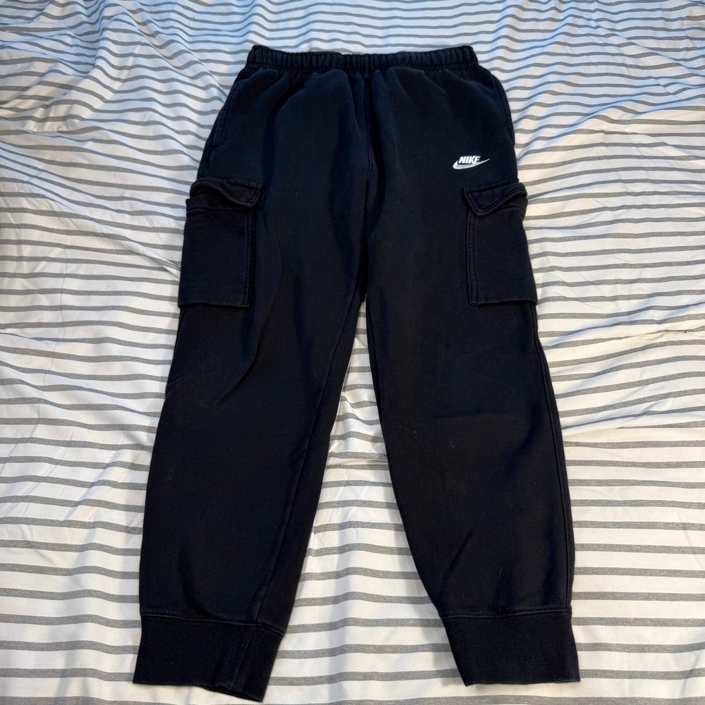 Nike Sportswear Club Fleece Cargo Sweatpants Black CD3129-010 Mens Medium